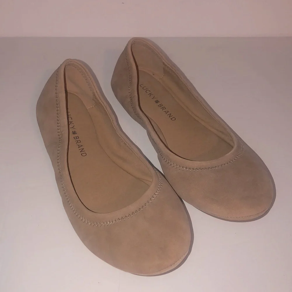 Lucky Brand Tan Suede Leather Ballet Flats